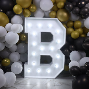 'B' Marquee Light 4 Feet White Gloss Letter B Sign