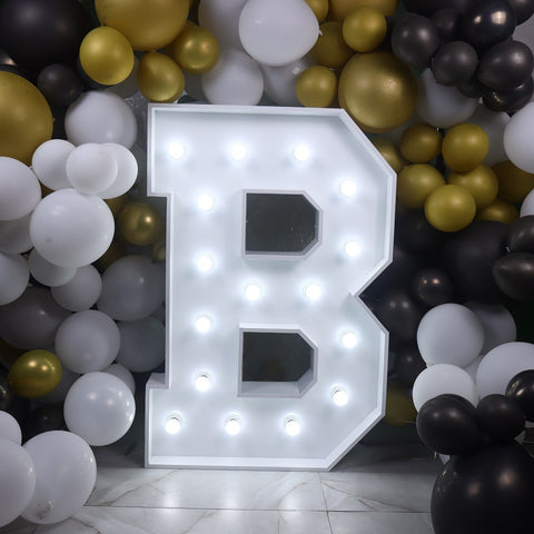 'B' Marquee Light 4 Feet White Gloss Letter B Sign