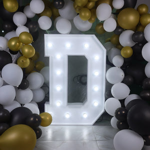 'D' Marquee Light 4 Feet White Gloss Letter D Sign