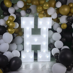 'H' Marquee Light 4 Feet White Gloss Letter H Sign