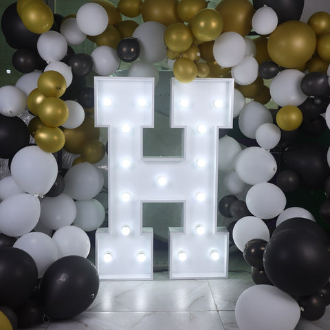'H' Marquee Light 4 Feet White Gloss Letter H Sign