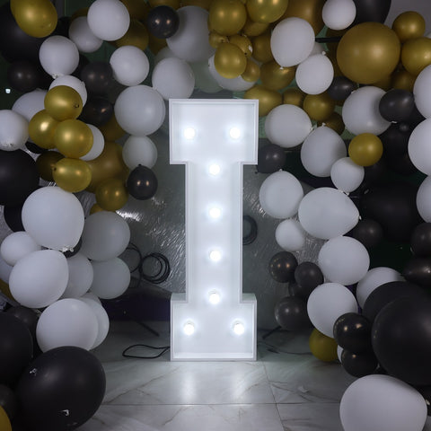 'I' Marquee Light 4 Feet White Gloss Letter I Sign