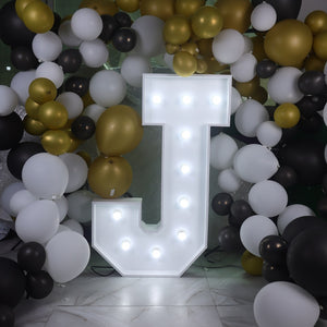 'J' Marquee Light 4 Feet White Gloss Letter J Sign