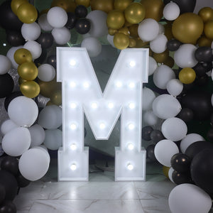 'M' Marquee Light 4 Feet White Gloss Letter M Sign