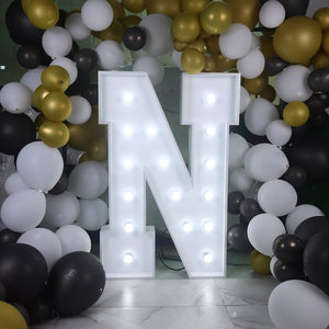 'N' Marquee Light 4 Feet White Gloss Letter N Sign