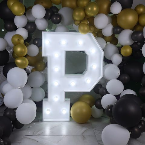 'P' Marquee Light 4 Feet White Gloss Letter P Sign