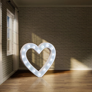 '♡' Marquee Light 4 Feet White Gloss Symbol Heart Sign
