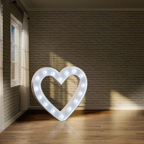 '♡' Marquee Light 4 Feet White Gloss Symbol Heart Sign