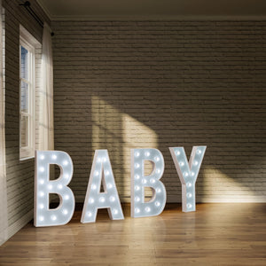 LED Bulb Letter 'BABY' 4 Feet White Gloss Light