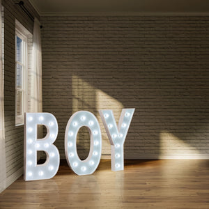 LED Bulb Letter 'BOY' 4 Feet White Gloss Light