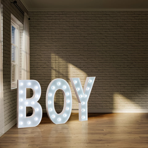 LED Bulb Letter 'BOY' 4 Feet White Gloss Light