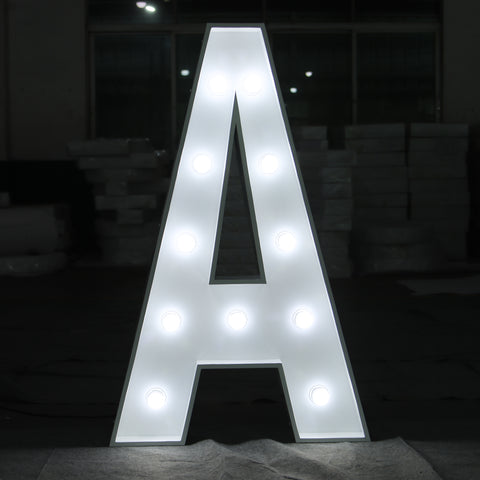 'A' Marquee Light 4 Feet White Gloss Letter A Sign