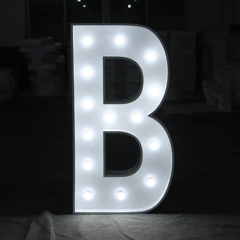 'B' Marquee Light 4 Feet White Gloss Letter B Sign