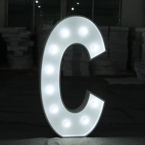 三级产品列表Marquee Light 4 Feet White Gloss Letter C Sign