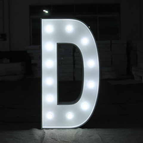 'D' Marquee Light 4 Feet White Gloss Letter D Sign