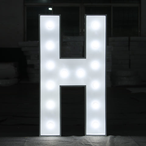 'H' Marquee Light 4 Feet White Gloss Letter H Sign