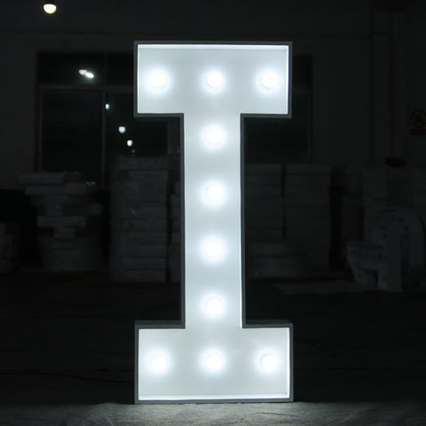 'I' Marquee Light 4 Feet White Gloss Letter I Sign