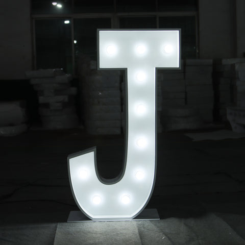 'J' Marquee Light 4 Feet White Gloss Letter J Sign