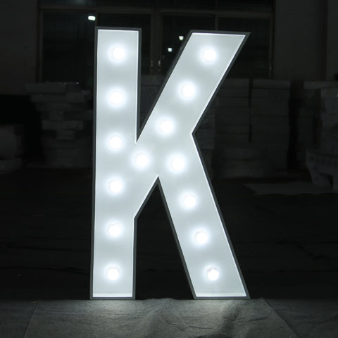 'K' Marquee Light 4 Feet White Gloss Letter K Sign