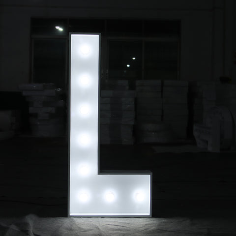 'L' Marquee Light 4 Feet White Gloss Letter L Sign