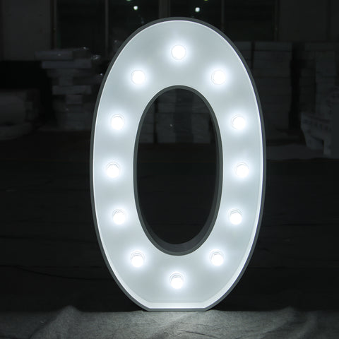 'O' Marquee Light 4 Feet White Gloss Letter O Sign