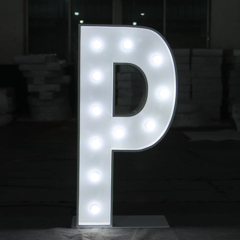 'P' Marquee Light 4 Feet White Gloss Letter P Sign