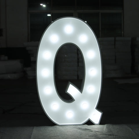 'Q' Marquee Light 4 Feet White Gloss Letter Q Sign