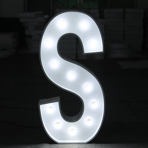 'S' Marquee Light 4 Feet White Gloss Letter S Sign