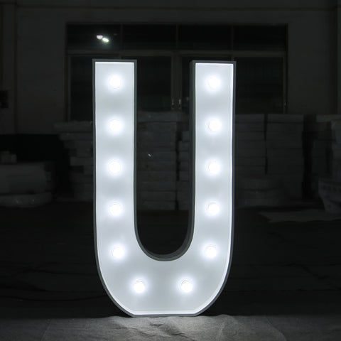 'U' Marquee Light 4 Feet White Gloss Letter U Sign