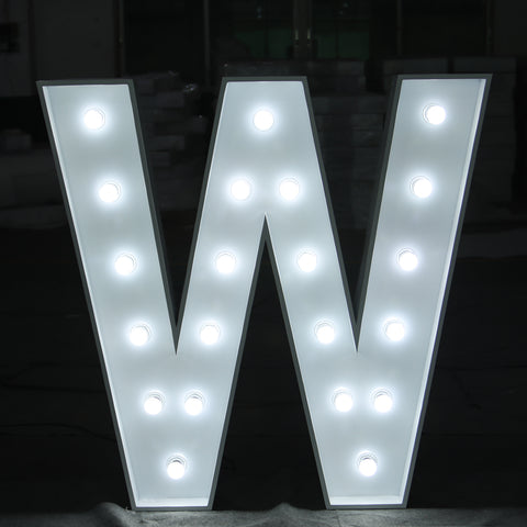 'W' Marquee Light 4 Feet White Gloss Letter W Sign