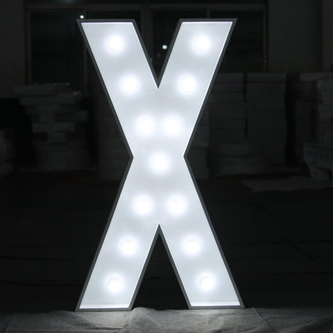 'X' Marquee Light 4 Feet White Gloss Letter X Sign