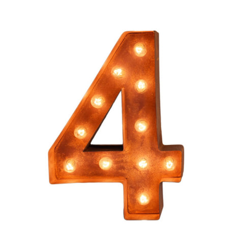 '4' 0003Marquee Light 4 Feet Vintage Rust Number Four Sign