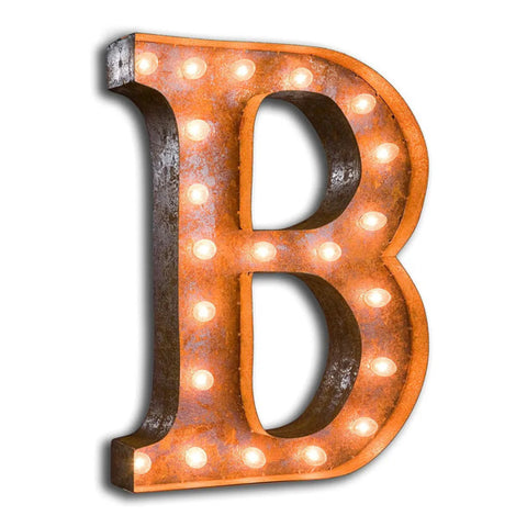 'B' Marquee Light 4 Feet Vintage Rust Letter B Sign
