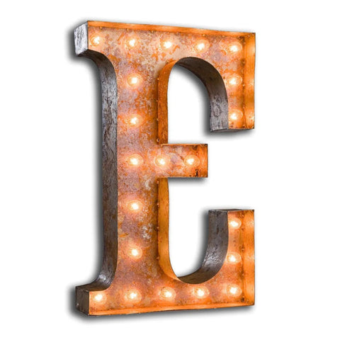 'E' Marquee Light 4 Feet Vintage Rust Letter E Sign