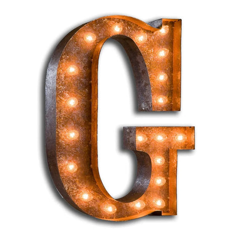 'G' Marquee Light 4 Feet Vintage Rust Letter G Sign