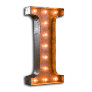 'I' Marquee Light 4 Feet Vintage Rust Letter I Sign