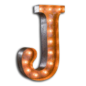 'J' Marquee Light 4 Feet Vintage Rust Letter J Sign