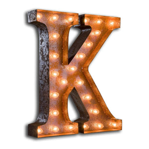 'K' Marquee Light 4 Feet Vintage Rust Letter K Sign