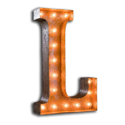 'L' Marquee Light 4 Feet Vintage Rust Letter L Sign