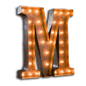 'M' Marquee Light 4 Feet Vintage Rust Letter M Sign