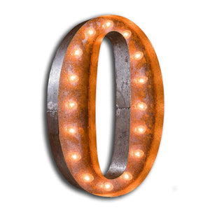 'O' Marquee Light 4 Feet Vintage Rust Letter O Sign