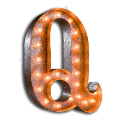 'Q' Marquee Light 4 Feet Vintage Rust Letter Q Sign