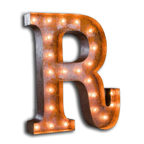 'R' Marquee Light 4 Feet Vintage Rust Letter R Sign