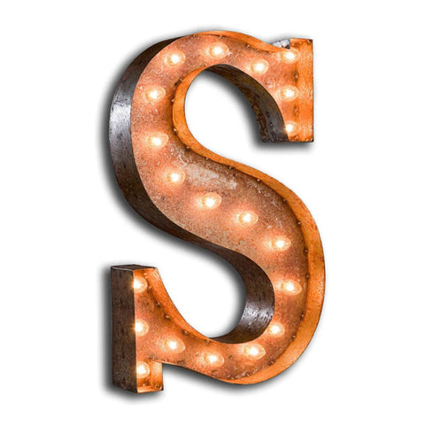 'S' Marquee Light 4 Feet Vintage Rust Letter S Sign