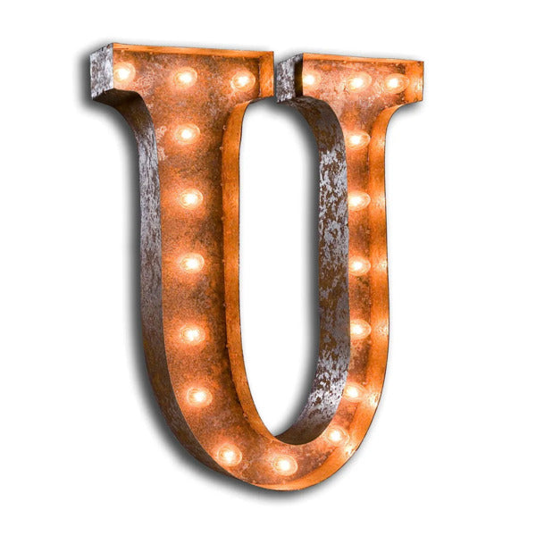 'U' Marquee Light 4 Feet Vintage Rust Letter U Sign – LC Sign Test Website